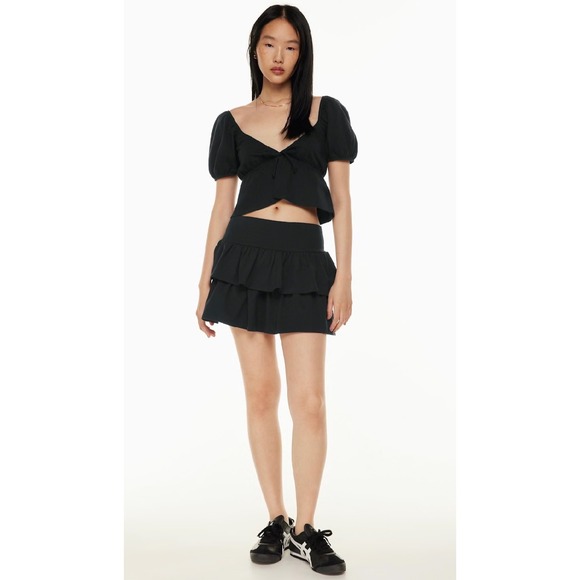 Sunday Best Dresses & Skirts - Sunday Best Aritzia Buttercup Black‎ Ruffle Tiered Mini Skirt Medium